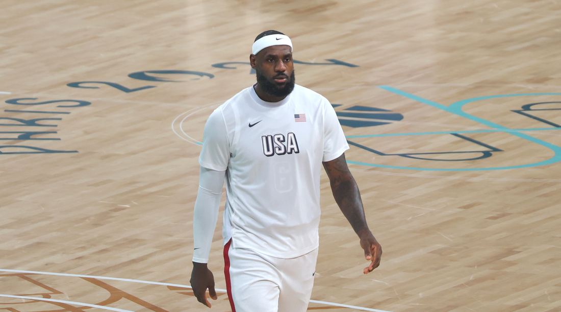 LeBron James playing for the United States at the 2024 Olympics