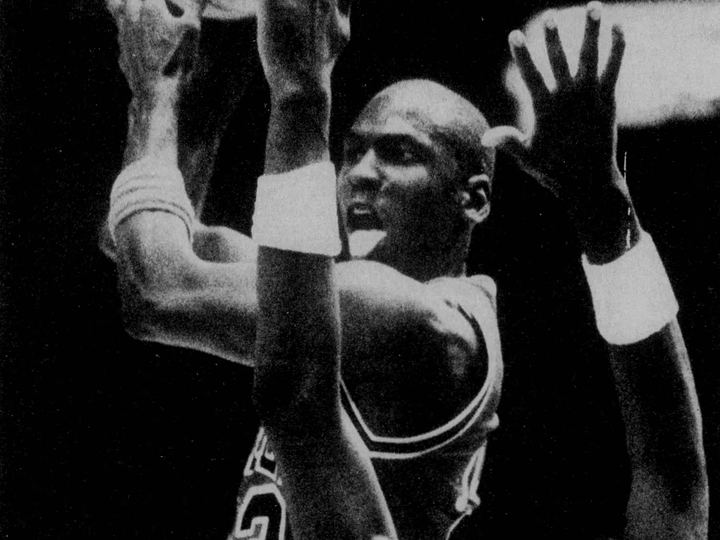 Michael Jordan in action against the Washington Bullets in 1988